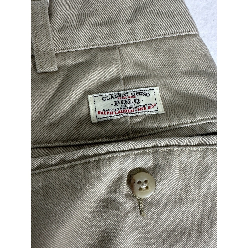 Polo Ralph Lauren Andrew Pant Mens 38x29 Tan Khaki Classic Chino Pleated Cotton - Picture 9 of 10